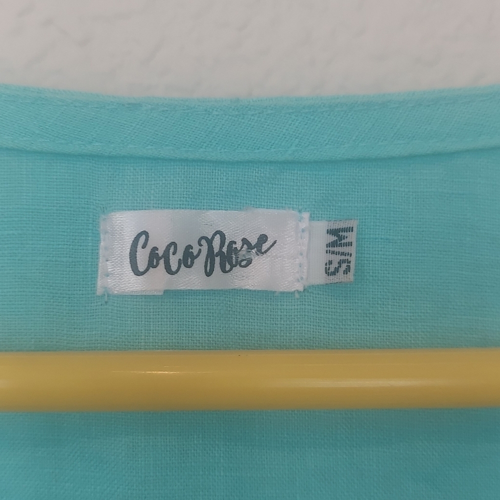 Coco Rose Turquoise Blue V-Neck Dress 3/4 Sleeve -One Size - Picture 3 of 14